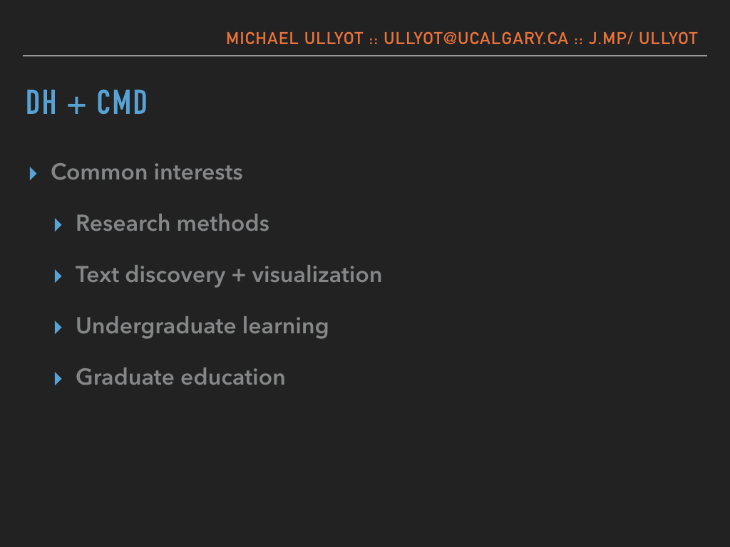 Talk: Computational Media Design + DH – Michael Ullyot